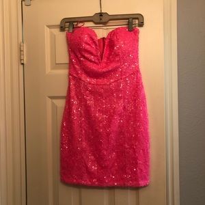 BNWOT Tobi strapless hot pink sequin bodycon dress